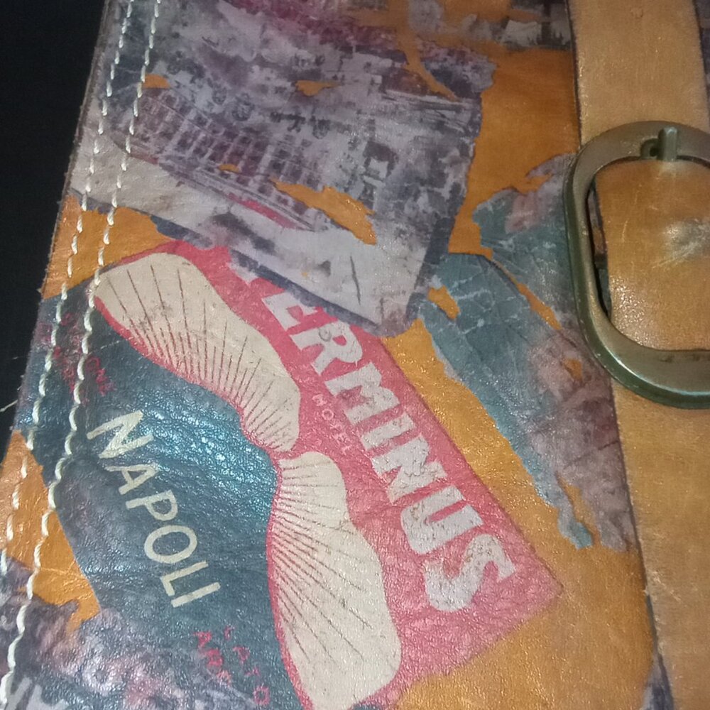 Patricia Nash Venezia Crossbody Bag Old World Print Slim Leather Suede Lining - Picture 4 of 15